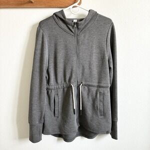 Varley Colby Full Zip Drawstring Waist Hoodie Sweatshirt Jacket Gray Large